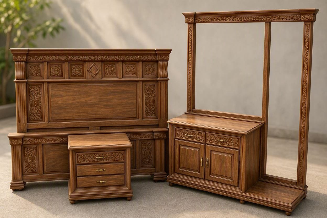vintage wood bedroom set