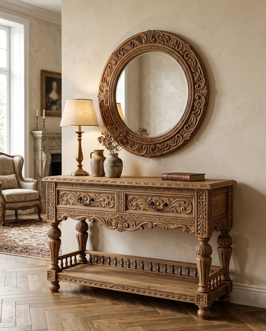 Solid Wood Mirror Console