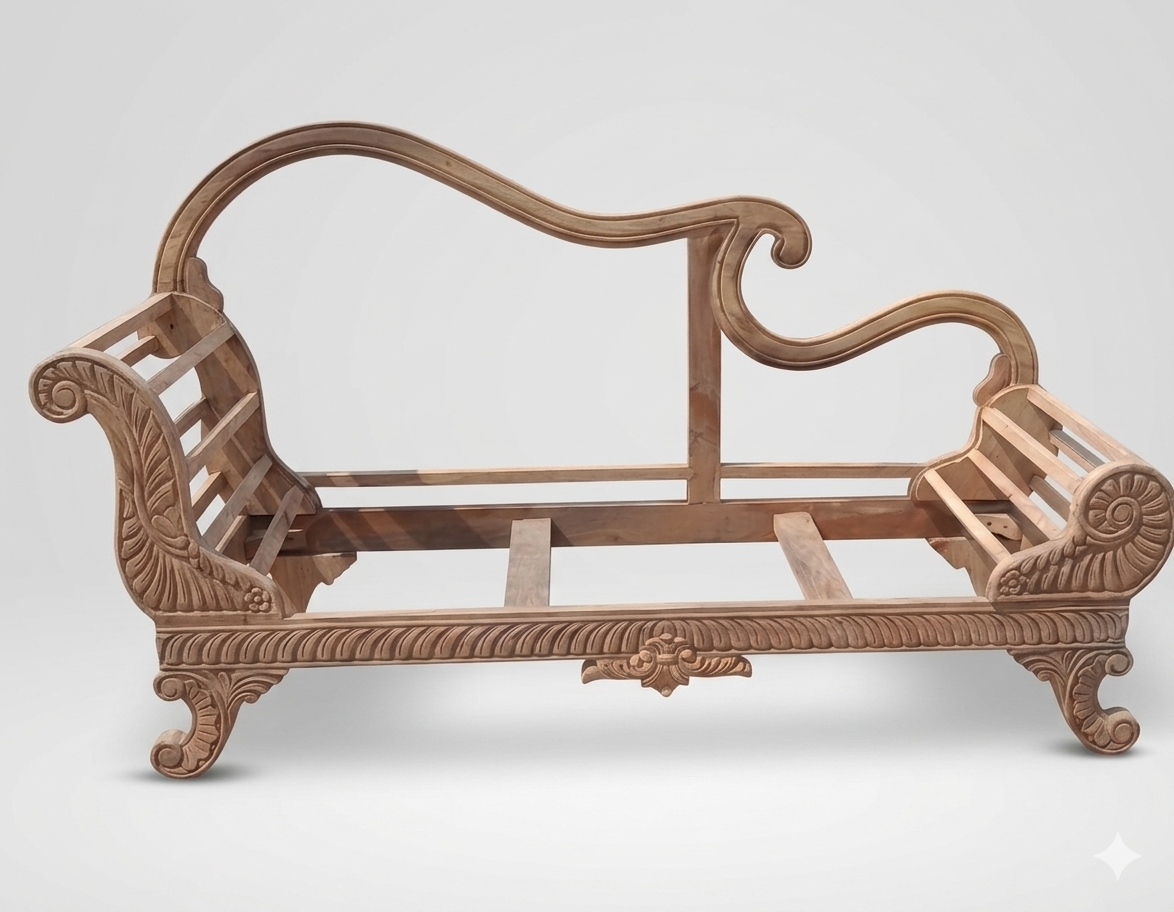 Classic Wave Carved Daybed