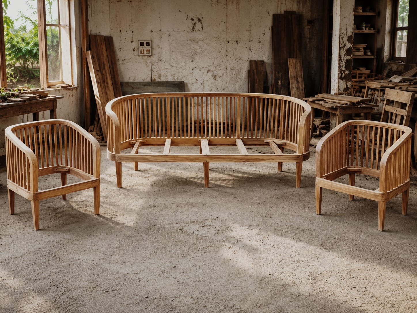 wooden sofa set
