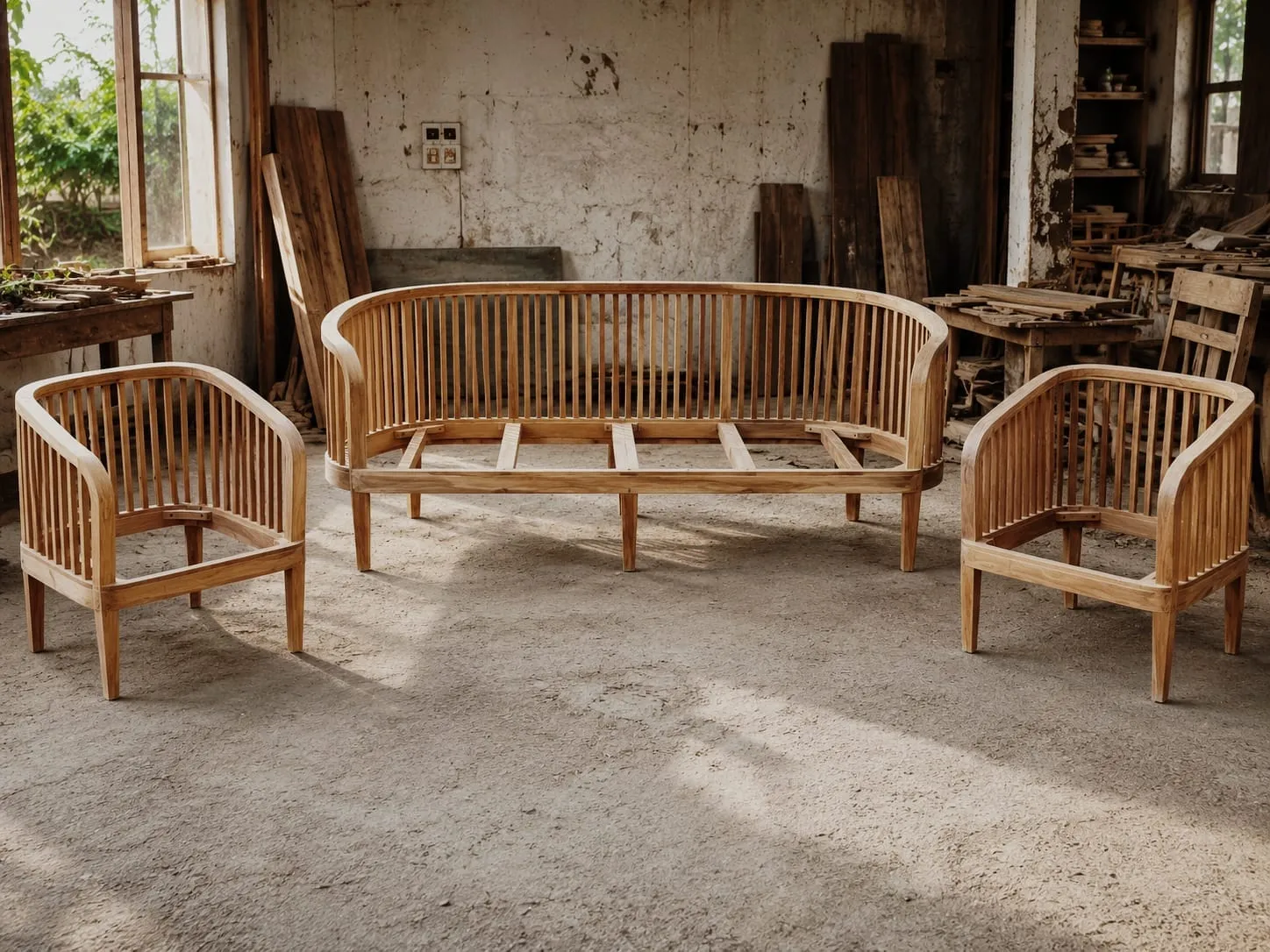 wooden sofa set