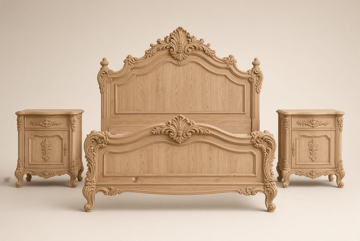 solid wooden bed set